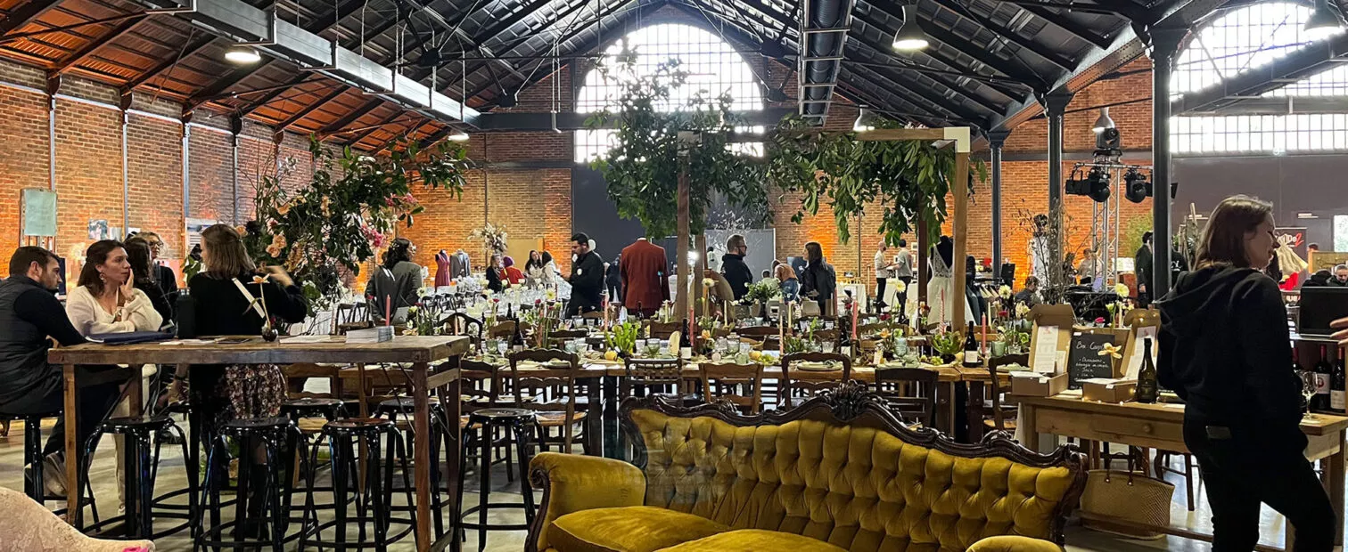 aménagement pour un salon du mariage à la halle de la courrouze